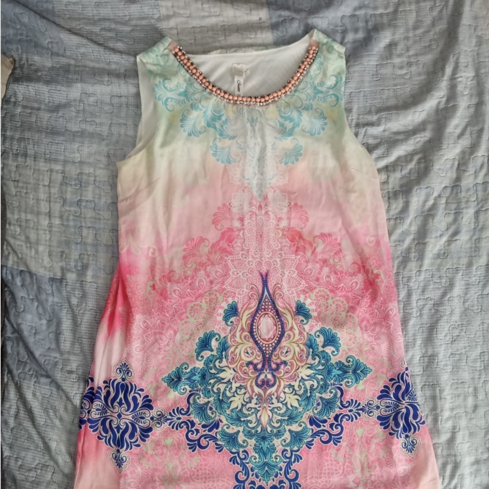 Vibrant Sleeveless Dress with Ornate Patterns